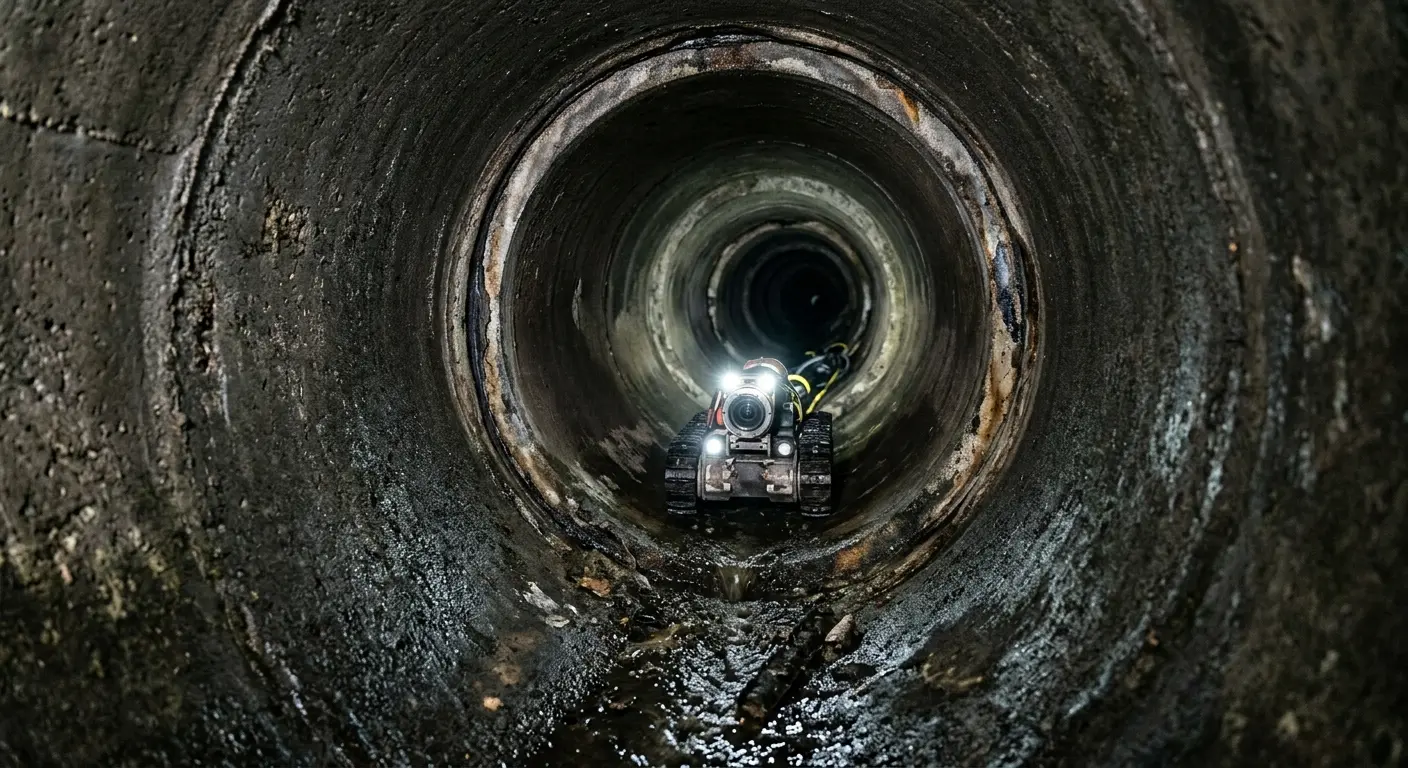 Robotic sewer camera inspecting pipe interior for Drain Snake Service in Gladstone